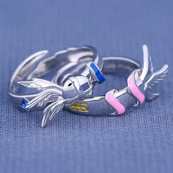 אנימה דיג ' ימון דיגיטלי מפלצת Cherubimon טבעות יוניסקס מתכווננת פתיחה שתי כנפיים Cosplay טבעת תכשיטים ואביזרים מתנות