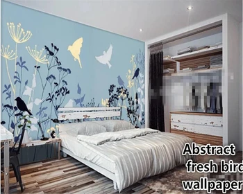 beibehang טפט על קירות 3 d פנטזיה טרי פרחוניים מופשטים טפט ציפור שעפה מופשט ציור שמן לקישוט הבית