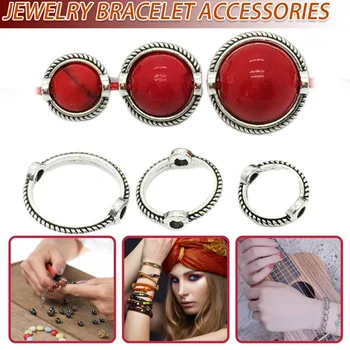 50pcs בסגנון רטרו טבעת חרוז Spacer כובע חרוזים DIY עבור התכשיטים אביזרים טבעת מרווח חרוזים