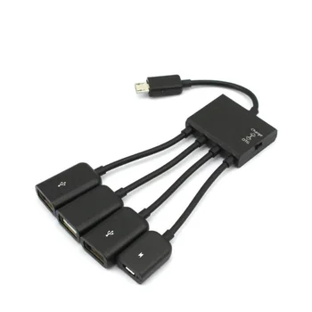 4 יציאת Micro USB 2.0 HUB 4-IN-1 OTG רכזת כוח כבל מתאם עבור טלפון אנדרואיד Tablet PC