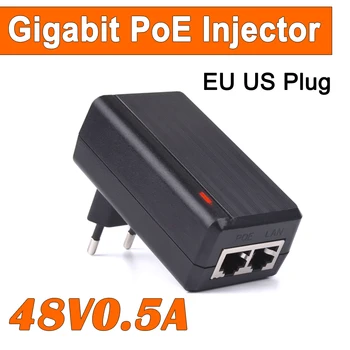 48V 0.5 24W Gigabit PoE מזרק 1000Mbps 802.3 af תקע אספקת חשמל מתאם עבור מצלמת IP אבטחה טלוויזיה במעגל סגור מעקב טלפון AP