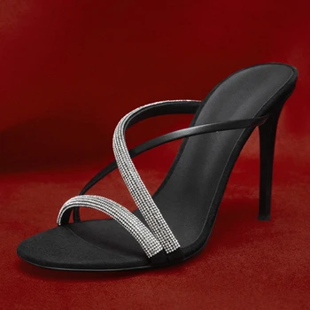 הקיץ חדש ריינסטון עקבים גבוהים נעלי נשים סנדלי נשים בוהן פתוח Sandalias Mujer אופנה נעלי נשים נעליים femenino
