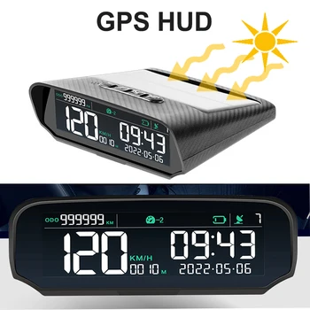 המכונית הסולארית האד GPS Head-Up Display שעון דיגיטלי מד מהירות מעל מהירות אזעקה עייפות בנהיגה התראת גובה מרחק תצוגה
