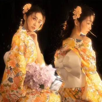 מסורתי הנשים קימונו שמלת וינטג ' יוקטה פרח שמלה בסגנון יפני בנות הבמה Vestidos אלגנטי גיישה Cospay שמלות