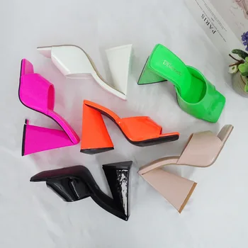2023 קיץ אופנה פשוטה גבירותיי נעלי טל רגליים עקבים גבוהים מוצק צבע נוח מזדמן SlippersFashion נעלי בית