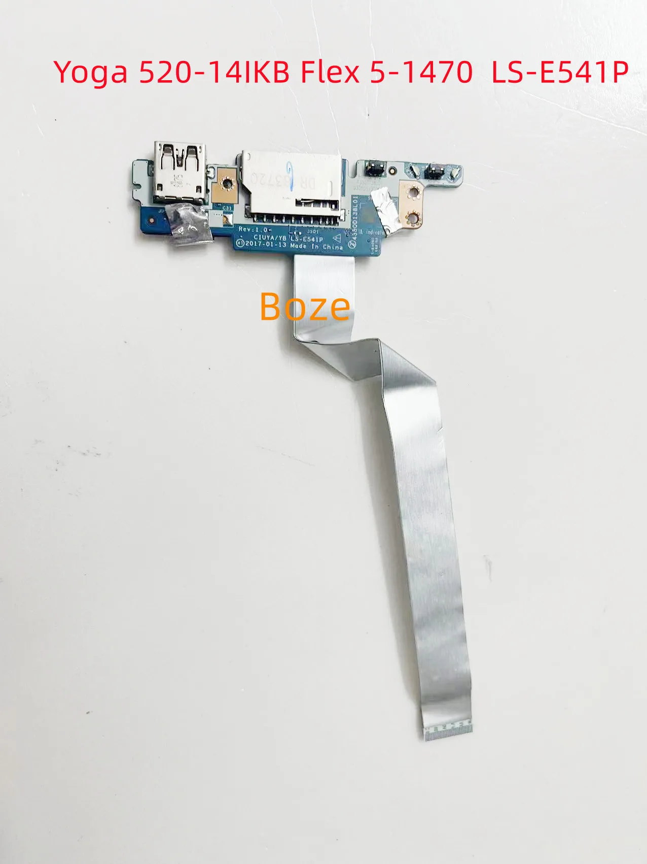 עבור Lenovo יוגה 520-14IKB להגמיש 5-1470 לחצן ההפעלה USB קורא כרטיסי לוח עם כבל LS-E541P 100% נבדק מהירה - 0