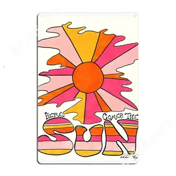 הנה באה השמש מתכת סימנים מועדון פאב המוסך רטרו קיר בעיצוב פוסטרים סימן פח