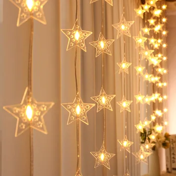 יצירתי Led אורות מחרוזת התקנה קלה נייד כוכב מחרוזת האור שלט רחוק האווירה החגיגית הבית עיצוב חדר השינה