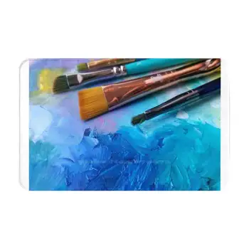 כחול אמנות צבעים עם מברשות מחצלת דלת משטח רגליים הביתה השטיח אמן קשת הצבעים צבע מברשות צבע הקשת אמנות מופשטת