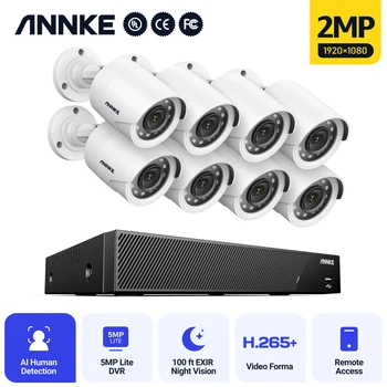 Annke 8CH 5MP מערכת מעקב טלוויזיה במעגל סגור DVR 4/8pcs 1080P 2.0 MP מצלמות אבטחה IR חיצוני IP66 מצלמת מעקב ערכת