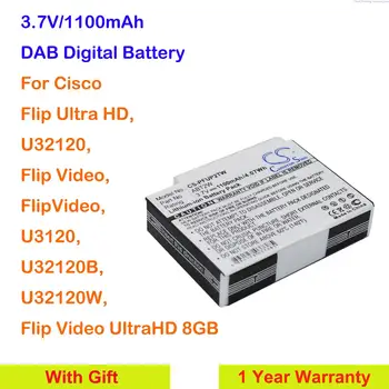 קמרון סין 1100mAh סוללה ABT2W עבור סיסקו להפוך Ultra HD, פליפ וידאו פליפ וידאו UltraHD 8GB, U3120, U32120, U32120B, U32120W