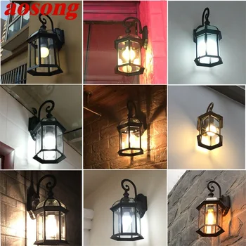 AOSONG חיצוני מנורות קיר מנורה קלאסית אור רטרו LED עמיד למים עבור הבית במעבר קישוט
