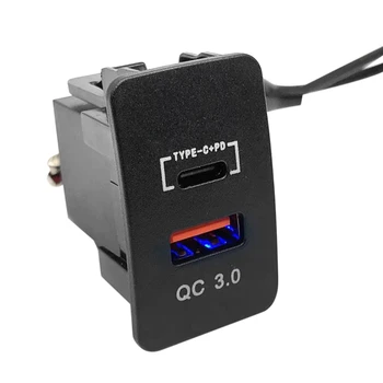 36W Dual USB מטען מהיר מתאם QC3.0 סוג C+PD המחוונים שקע LED מד המתח על הונדה סיוויק הסכם HR-V ג ' אז העיר