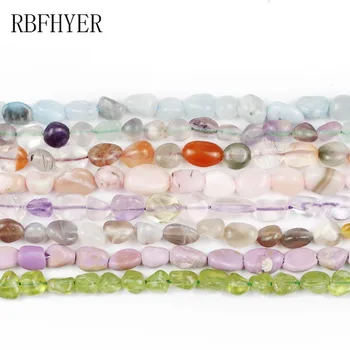 RBFHYER טבעי aquamarina,בדולח,עין הנמר, אבן,Unakite ,אפריקה אבן ,קוורץ,לא סדיר חצץ עבור התכשיטים DIY bracel