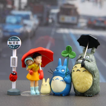 4pcs/lot סטודיו ג ' יבלי צעצוע השכן שלי טוטורו מטריה סאטסוקי מיי מנורת רחוב תחנת אוטובוס עץ PVC פעולה איור קלאסי
