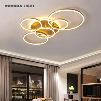 יוקרה LED אורות התקרה מודרני אקרילי זהב עיגול מנורות חדר שינה סלון מטבח חדר אוכל נורדי תאורה פנימית