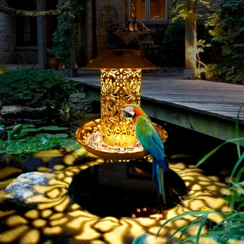 אנרגיה סולארית הציפורים עמיד למים אור השמש פראי תלוי ברונזה מגש מתכת סולארית, פנס בחוץ גן עץ קישוט