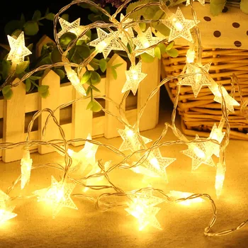 כוכב 20LED פיות גרלנד אורות מחרוזת חתונה רומנטית חופשה רומנטית מחרוזת אור גן החתונה החג