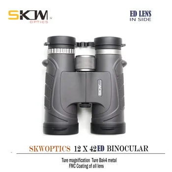 SKWoptics-עמיד למים משקפת עבור Birdwatching, ציד, שלב מצופה, Bak4,Fogproof, 12x42ED, משלוח חינם