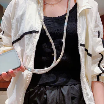 קוריאני אוניברסלי ריינסטון טלפון נייד שרוך יהלום משובץ טלפון נייד התיק נגד אובדן תלוי תליון עבור iPhone 14