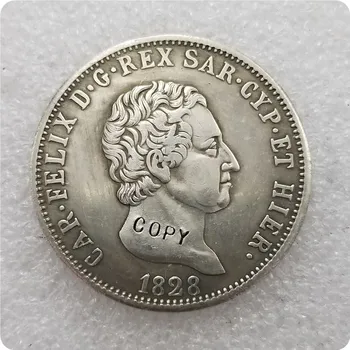 1828 איטלקית-הברית 5 לירטות סרדיניה קרלו להעתיק מטבעות הנצחה-העתק מטבעות מדליית מטבעות אספנות