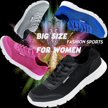 2022 קיץ נשים שטוח נעליים לנשימה רשת נעלי ספורט לנשים קל משקל ריצה נעלי ספורט מזדמנים גופר, נעליים נשיות