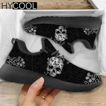 HYCOOL חם מכירות נשים רשת נעלי ספורט גולגולת סוכר עם פרפר הדפסה חיצונית הליכה ריצה נעלי נוחות נעליים