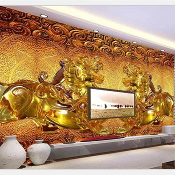 beibehang טפט מותאם אישית הסלון, חדר השינה ציור סיני ג ' ייד גילוף חיה חיה קרן מובלט ספה רקע הטלוויזיה