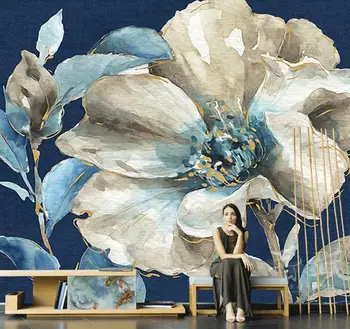 תקציר פרחים האמריקאי פסטורלי אסתטי ציור שמן תבנית נייר קיר הסלון בטלוויזיה רקע קיר 3d טפט קיר.
