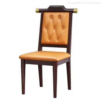 חדש בסגנון סיני אוכל עץ מלא על הכיסא המודרני סינית פשוטה עור רך תיק משענת הכיסא מלון משק הבית הכובע הרשמי