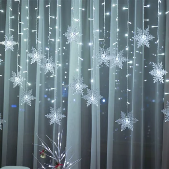 חג המולד אור Led פתית שלג וילון פיות אורות מחרוזת חיצוני זר הביתה מסיבת גן שנה חדשה קישוט קניון קישוט