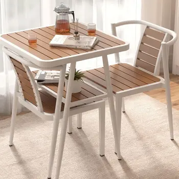 מרפסת פנאי פריסת וילה מינימליסטי חיצונית תה, שולחן כיסא שילוב משק קטן יחידה פינת אוכל שולחן להגדיר רהיטים