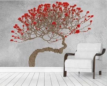 beibehang המסמכים דה parede אישית מודרני חדש חדר שינה סלון תלת-מימדי העצים סגול, עלי כותרת טפט הרקע