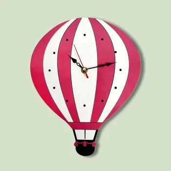 יצירתי אוויר חם בלון מצויר שעון קיר הסלון אופנה אקריליק שעון קיר חדר ילדים קישוט מתנה השתקת השעון