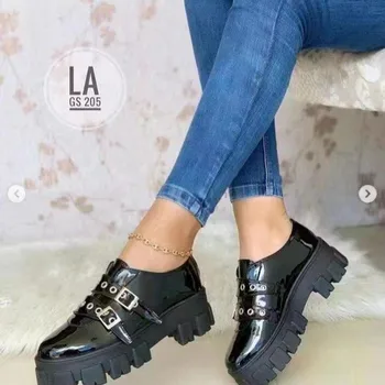 האביב 2023 פלטפורמה חדשה אופנה נעליים מעור שחור אופנה נעלי נעלי נשים zapatillas דה mujer