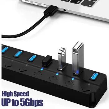 4/7 יציאת USB 3.0 Multi-USB מפצל Hub USB Hub 2.0 להשתמש במתאם מתח מרובות שושנה מתג 30 ס 