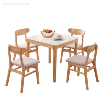 נורדי עץ מלא כיכר רוק צלחת האוכל שולחן כיסא שילוב משק הבית דירה קטנה פשוטה מודרנית סעודות
