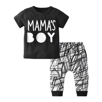 קיץ לתינוק הנולד בנים מכתב ילד של אמא בגדים תלבושות סט תינוק כותנה שרוול קצר חולצה וגם מכנסיים מזדמנים