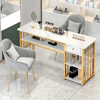 סלון מודרני רהיטים נורדי אופנה ציפורניים שולחנות אור יוקרה כפול מניקור שולחנות וכיסאות סט מניקור מקצועי שולחן