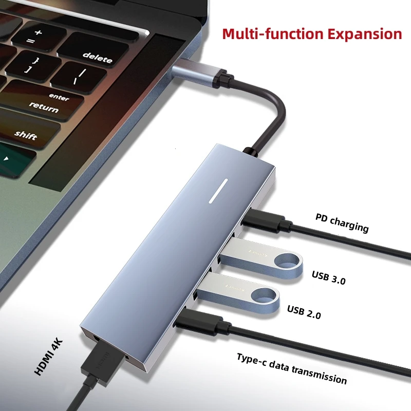 USB C רכזת סוג C ל-HDMI תואם USB 3.0 מתאם רב-תכליתי מסוג C-HUB רציף עבור ה-MacBook Pro אוויר USB C ספליטר - 0