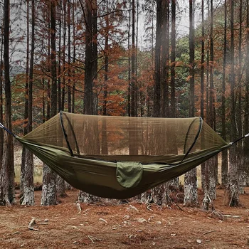 1-2 אדם אוהל קמפינג תחת כיפת השמיים ערסל עם רשת יתושים חוזק גבוה מצנח בד תלוי המיטה ציד ישן סווינג