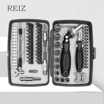 REIZ 12/38/68Pcs דיוק מברג ראצ ' ט סט מגנטי מחוררת פיליפס מברג ביטים אורך מתכוונן תיקון כלי ביד