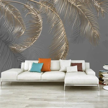beibehang טפטים מותאמים אישית עבור הסלון רקע הטלוויזיה המודרנית הזהב בולט השורות על רקע חום ציור קיר חיפוי קיר