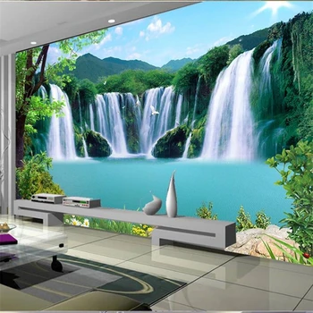 wellyu אישית קיר גדול צייר מים זורם מפל מפל נוף רקע קיר טפט