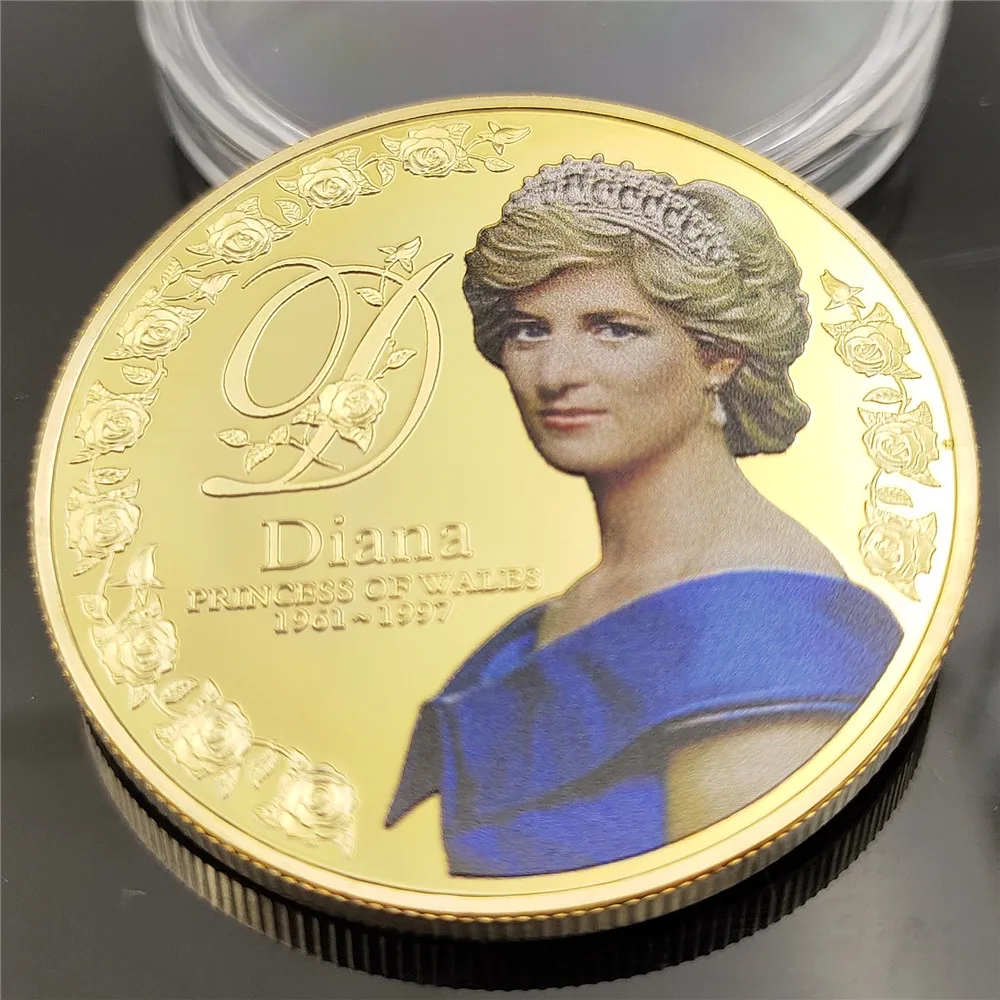 הנסיכה דיאנה מצופה זהב מטבע רוז אוהבת פרפר הכתר מזכרות מתנות - 0
