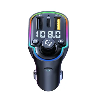 LED לרכב משדר FM לרכב QC3.0 משטרת Type-C מהר מטען Bluetooth 5.0 דיבורית לרכב אודיו MP3 Player FM אפנן