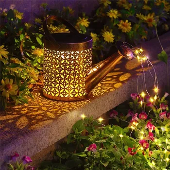 חיצוני עמיד למים שמש השקיה יכול אורות LED קומקום אור חצר אמנות קישוט הגן המנורה מים ומפזרים מנורות נוף