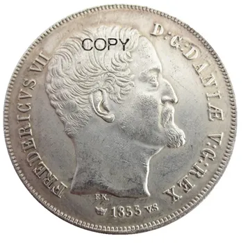 דנמרק פרדריק VII 1854/1855 2pcs FK,לעומת AR 0.5 Rigsdaler רסיס מצופה להעתיק מטבעות