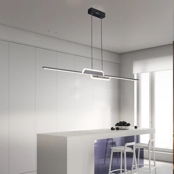 Led מודרנית נברשת ליניארי תליית מנורה על Diningroom מטבח שחור עיצוב הבית השעיה התקרה אורות נברשת תאורה
