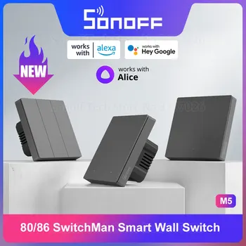 SONOFF M5 SwitchMan חכם WiFi קיר מתג מכני מקומי כפתור בקרת יישום חיווי LED מתכוונן באמצעות eWeLink אלקסה אליס